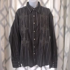 FENDER Custom Shop Striped Embroidered Button Down